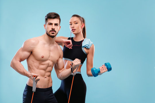 Sport attractive couple - man and woman