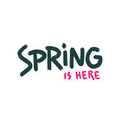 Spring is Here - Hand drawn inspiration quote isolated on white. Vector typography design element. Spring lettering poster. Good for t-shirts, prints, cards, banners