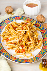 Georgian dessert chuck chuck on a colored plate