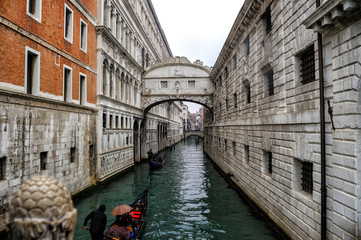 characteristic canals, buildings and bridges in Venice, Italy