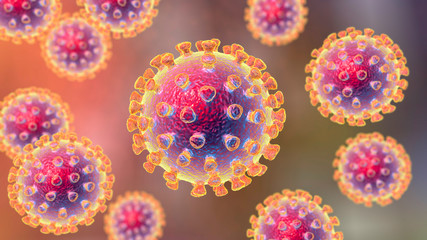 Novel Chinese Wuhan coronavirus 2019-nCoV, scientifically accurate 3D illustration