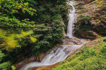 Tropical Mae Pan Waterfall in Doi Inthanon National Park in Chiang Mai.