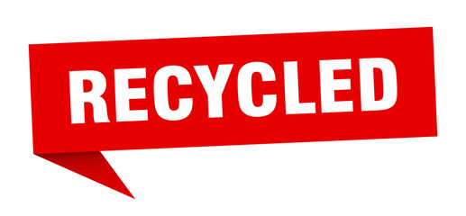 recycled speech bubble. recycled ribbon sign. recycled banner