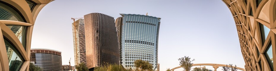 Large buildings equipped with the latest technology, King Abdullah Financial District, in the...