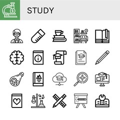 study simple icons set