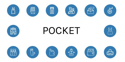 pocket simple icons set