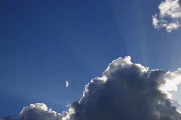 blue sky with clouds and sun