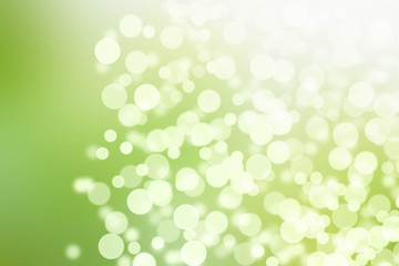 Green abstract panorama background with bokeh for spring and easter decorations