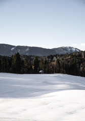 House in scenic winter landscape