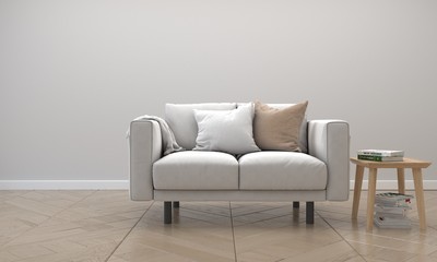 3d rendering of sofa and side table interior scene grey wall scandinavian lifestyle