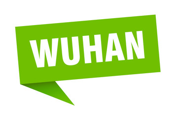 Wuhan speech bubble. Wuhan ribbon sign. Wuhan banner