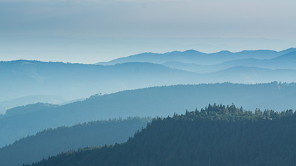 View from the Feldberg over hazy hills.