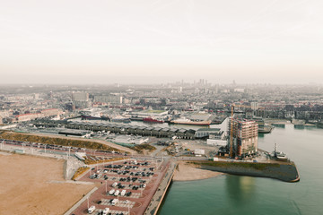 Fototapeta premium Aerial view of harbour of Scheveningen