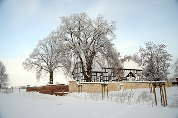 Naklejka premium Winter in Eggesin mit Schnee