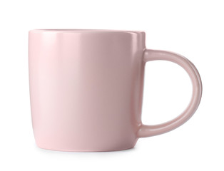 Beautiful light pink cup isolated on white