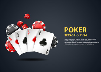 Casino background with poker card and chips. Vector illustration