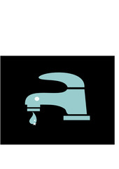 Illustration of water faucet with drop