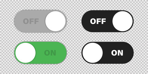 Switch ON and OFF toggle vector isolated elements. Technology concept. Round button