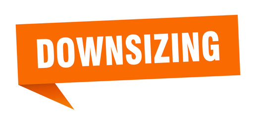 downsizing speech bubble. downsizing ribbon sign. downsizing banner