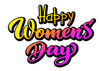 Fototapeta premium Women's day text design. Vector illustration for 8 March. Women's Day greeting hand drawn lettering. Template for poster, postcards, banner. International Women`s Day greeting card. EPS 10
