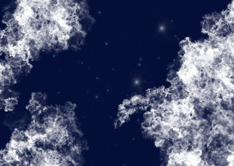 Night sky with clouds and stars background.