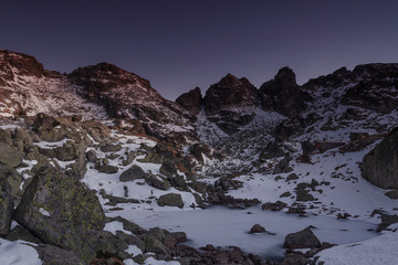 Frozen lake in Rila Mountains