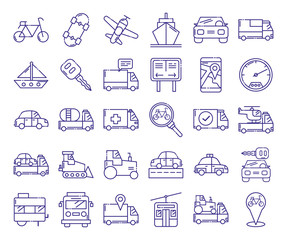 Isolated vehicles icon set vector design