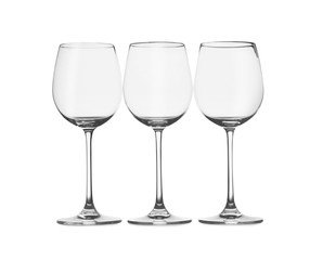 Set of wine glasses isolated on white