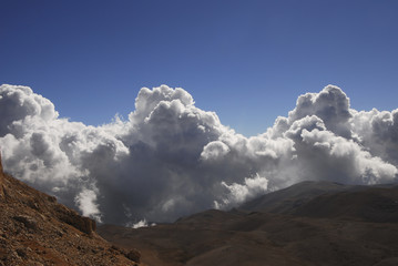 Cloudy day at Kizlar Sivrisi West Toros Mountains, Turkey.