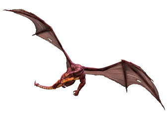 3D Rendering Fairy Tale Dragon on White