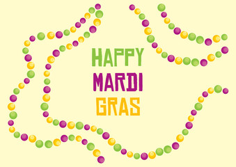 Happy Mardi Gras vector. Yellow, green and purple, colors of Mardi Gras. Colored beads vector. Mardi Gras Poster. Important day © betka82