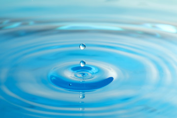 Naklejka na ściany i meble Splash of clear water with drops as background, closeup