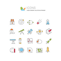 Set Vector Line Icons of Astronomy.