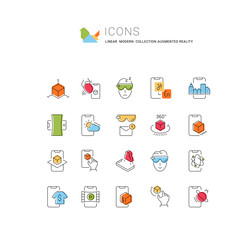 Set Vector Line Icons of Augmented Reality.