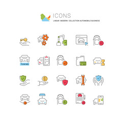 Set Vector Line Icons of Automobile Business