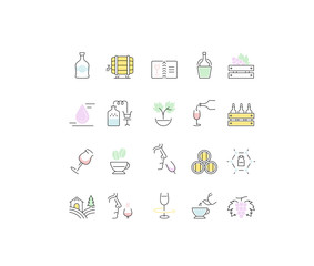Set Vector Line Icons of Cognac