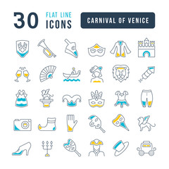 Vector Line Icons of Carnival of Venice