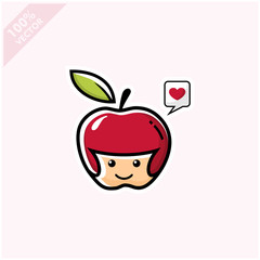 Apple. Healthy Food concept. Emoji Emoticon collection. Cartoon characters for kids coloring book, colouring pages, t-shirt print, icon, logo, label, patch, sticker. Apples, a modern red apple design