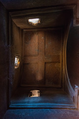 Fototapeta na wymiar Ceiling of Bete Giyorgis, St George church, Lalibela