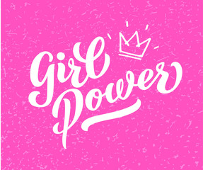 Girl power - vector lettering of hand drawn . GIRL POWER hand lettering. Feminist slogan, phrase or quote. Modern vector illustration for t-shirt, sweatshirt or other apparel print. EPS  10