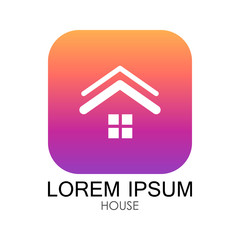 house logo in a rounded corner box, for a company logo or symbol