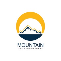 Mountain logo design icon template. Nature mountain expedition vector illustration