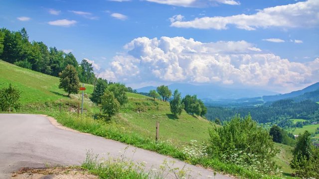 European Landscape View of the Beautiful Slovenia Countryside, Pan