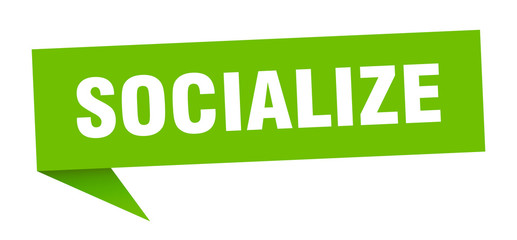 socialize speech bubble. socialize ribbon sign. socialize banner