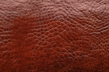 Texture of brown leather as background, closeup