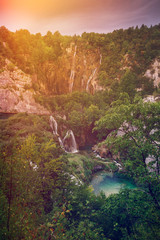 Plitvice lakes, Croatia. Beautiful place visited by thousands of tourists every year. 