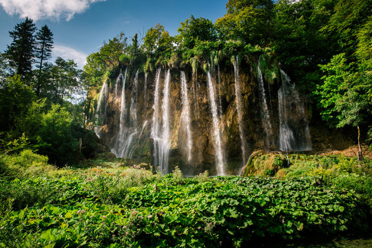 Plitvice lakes, Croatia. Beautiful place visited by thousands of tourists every year. © belyaaa