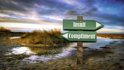Street Sign Compliment versus Insult