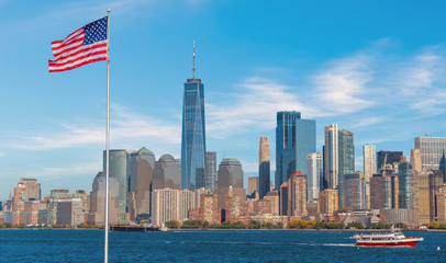 Manhattan city skyline in New York City USA