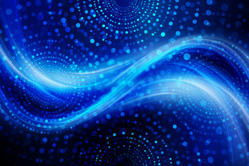 Futuristic blue circular time technology background. Dots and waves light high tech backdrop.